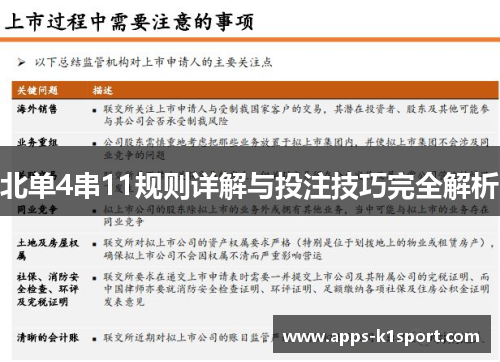 北单4串11规则详解与投注技巧完全解析
